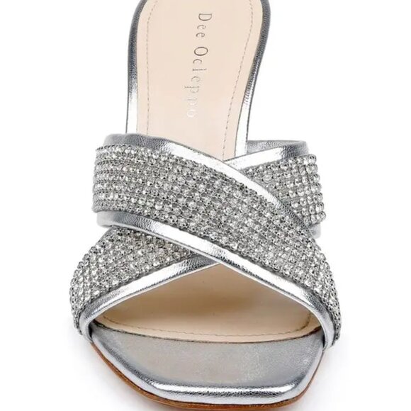 NEW DEE OCLEPPO Leather Ireland Crystal Embellished Sandals in silver 1225 6t3 - Picture 4 of 6